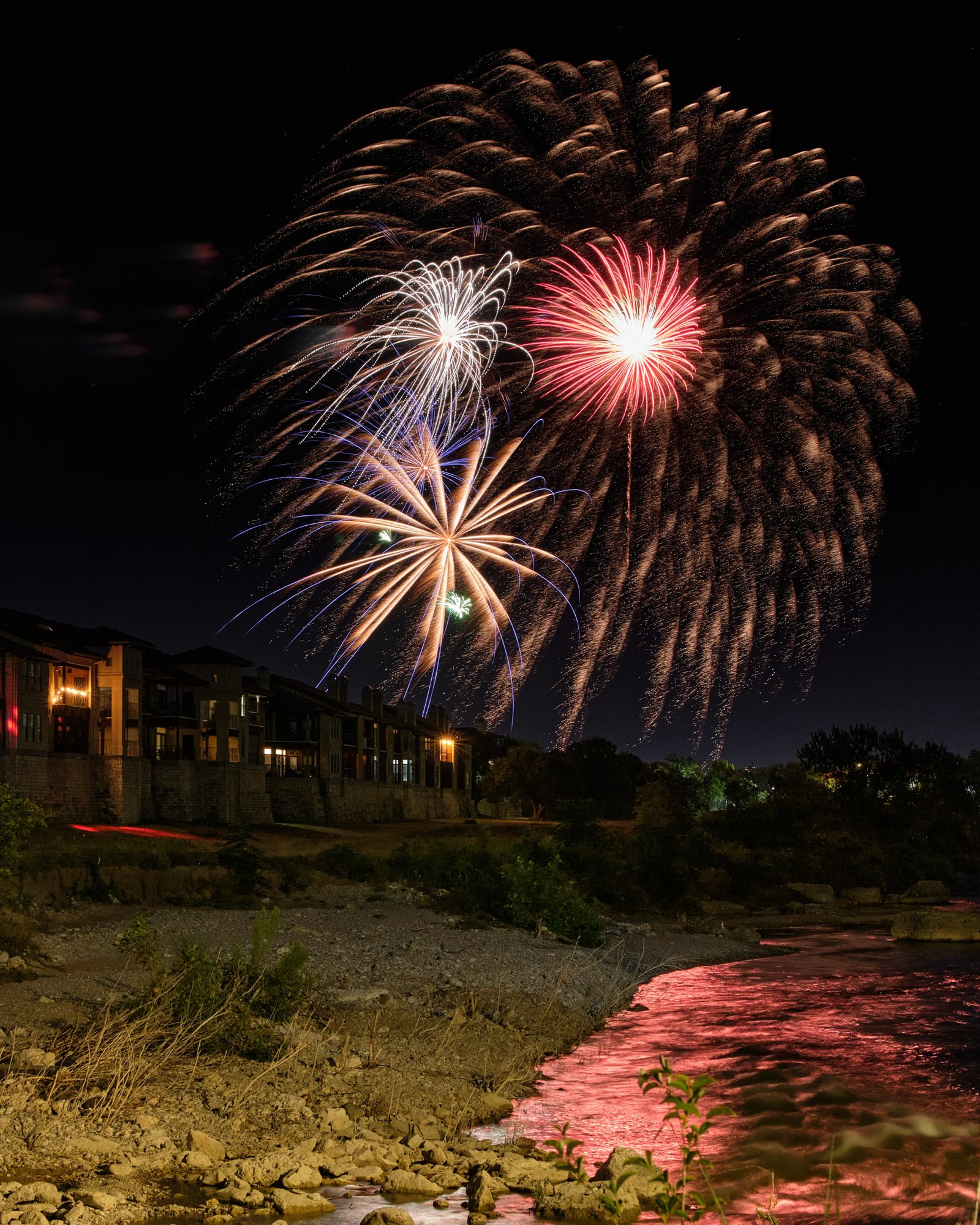 Fireworks on the San Gabriel River. Happy 250th America!